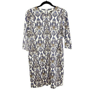 J. McLaughlin Catalyst Damask 3/4 Sleeve Midi Sheath Dress Women's Size Large